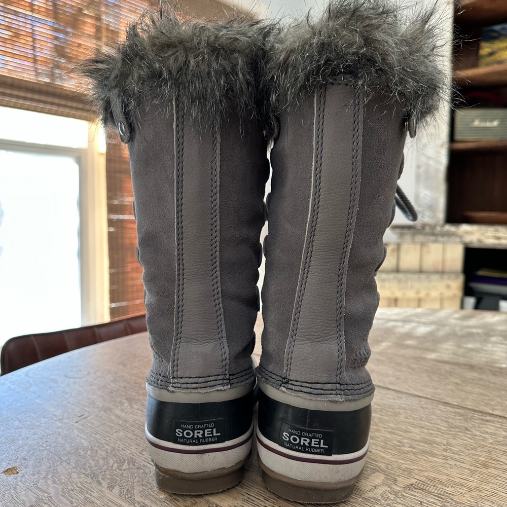 Sorel Joan of Artic Suede Winter Insulated Fur boots Gray Black size 7.5 - Picture 7 of 16